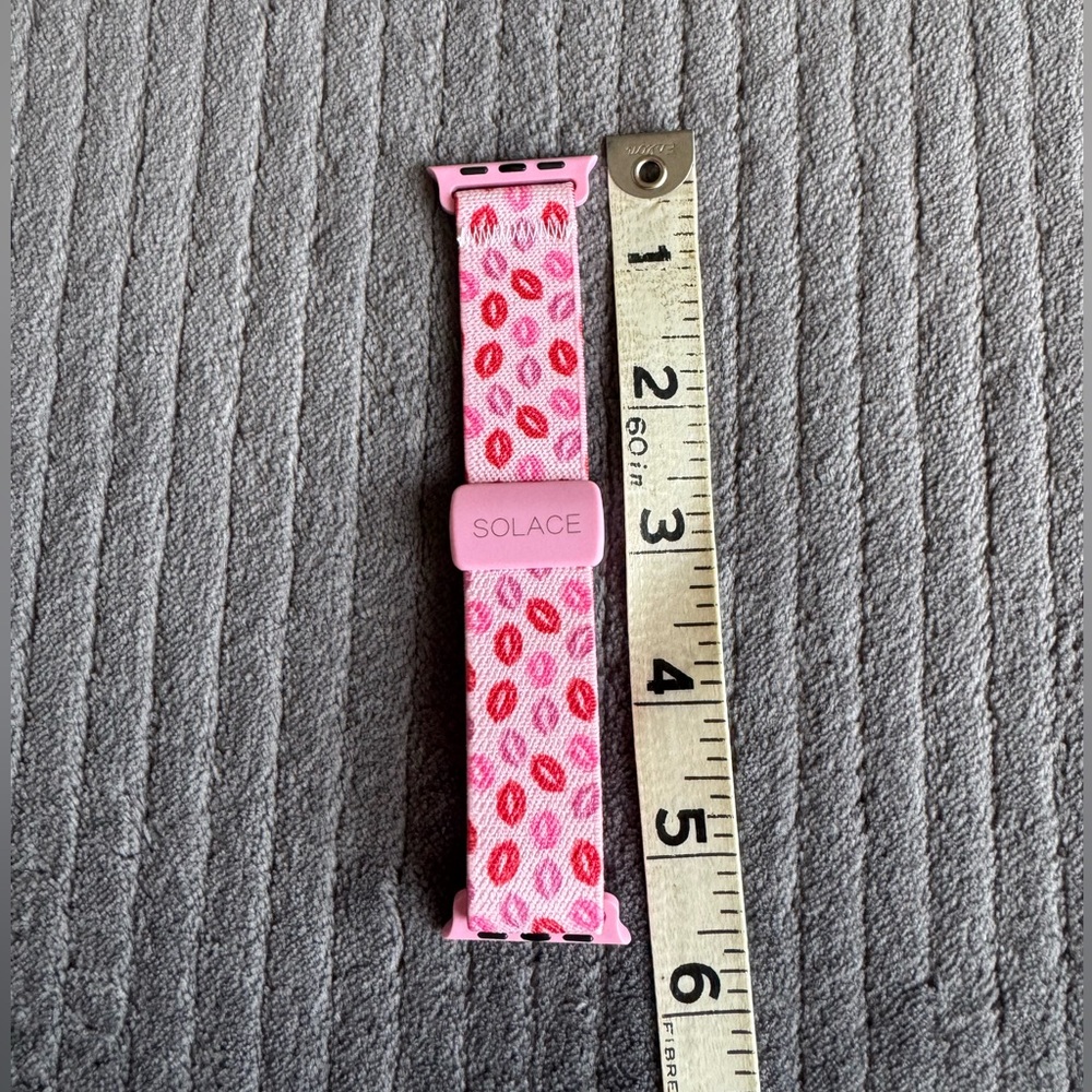 Pink Kiss-Print Apple Watch Band - Adjustable on a Magnetic Clasp - Picture 11 of 15